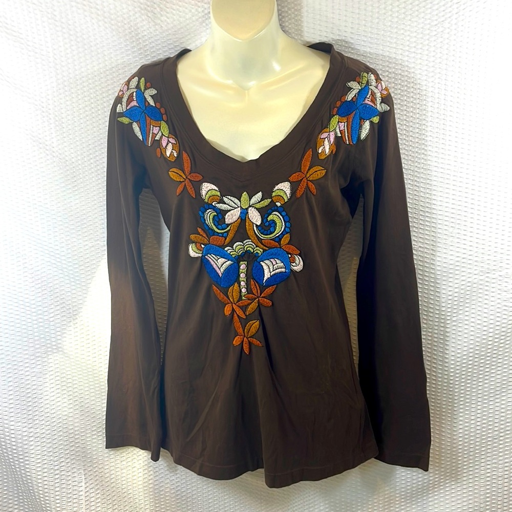 Johnny Was JWLA Long Sleeve Embroidered Top Women’s Medium